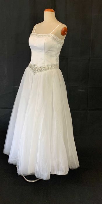 Nowa Suknia Ślubna Midi Princessa Tiul brokatowa S M 36 38 księżniczka