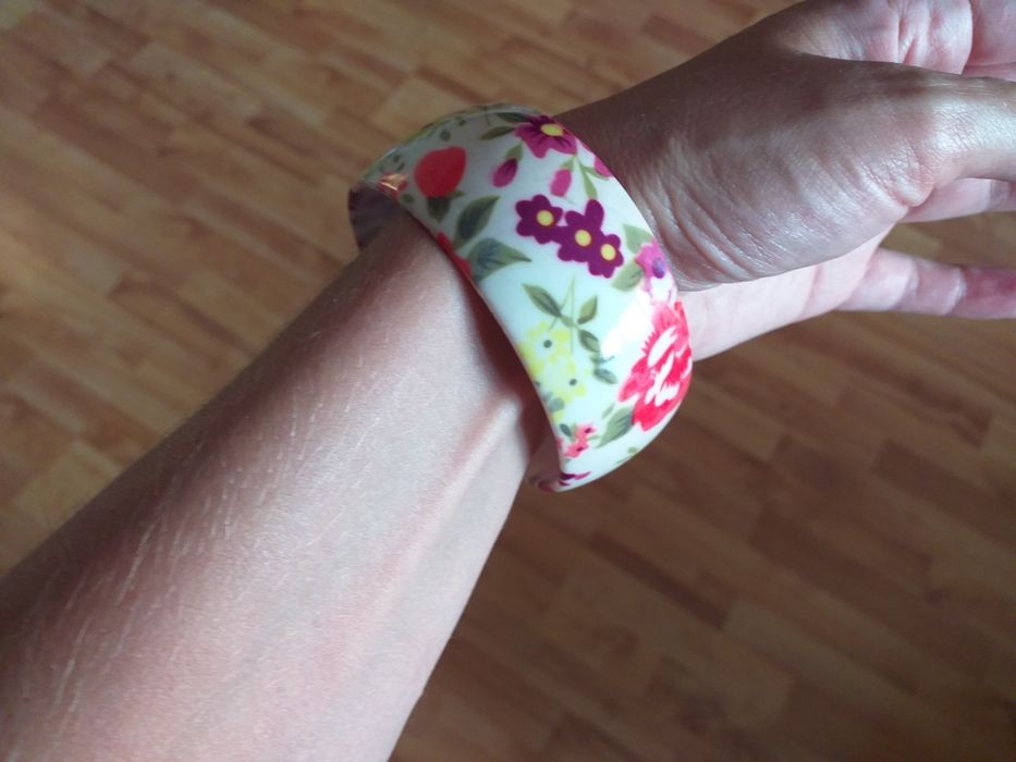 Szeroka bransoletka w kwiaty etno boho retro true vintage