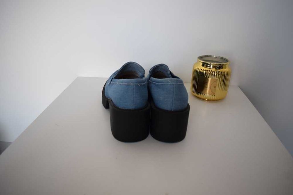 Seastar Blue buty mokasyny na czarnej platformie 39