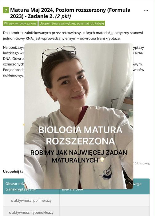 Zajęcia Biologia rozszerzona korepetycje