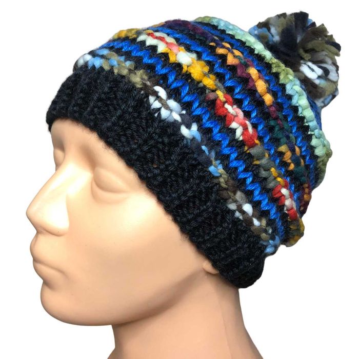 CG60 Ciepła Czapka Zimowa PROSPORT Wełna HANDMADE Pompon Unisex