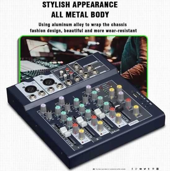 4-kanałowy profesjonalny MIKSER WEYMIC F4 USB Bluetooth