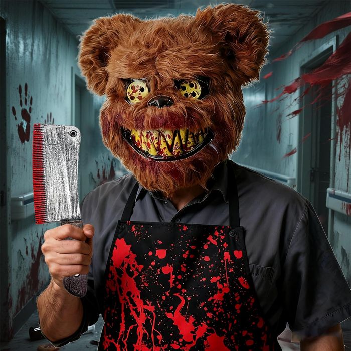 Kostium Straszny Miś Halloween - Maska pluszowa, uniwersalny