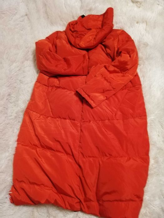 czerwony płaszcz puchowy Solar L XL długa kurtka puchowa oversize