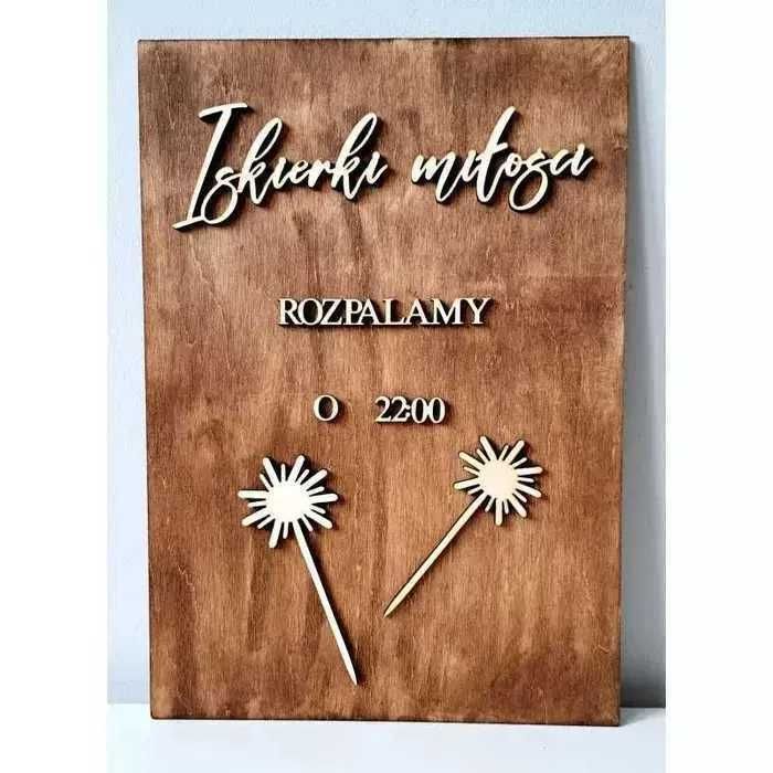 Iskierki miłości tabliczka ślubna wesele dekoracje rustykalne ślub