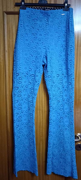 Calças Renda Azul ciano