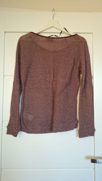 Sweter damski Only brązowy z kokardką dekolt łódka M SUPER STAN