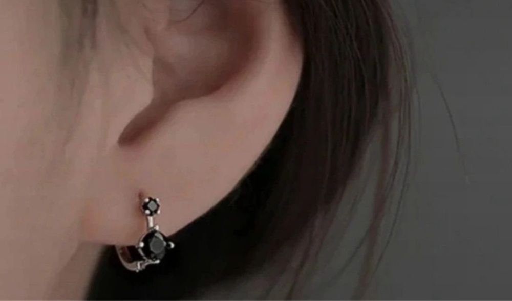 Kolczyki sebrne 925 delikatne czarne oczka