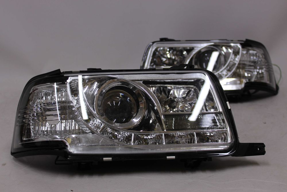 Lampy reflektory przednie przód AUDI 80 B4 91-96 Dayline LED CHROM TUNING NOWE