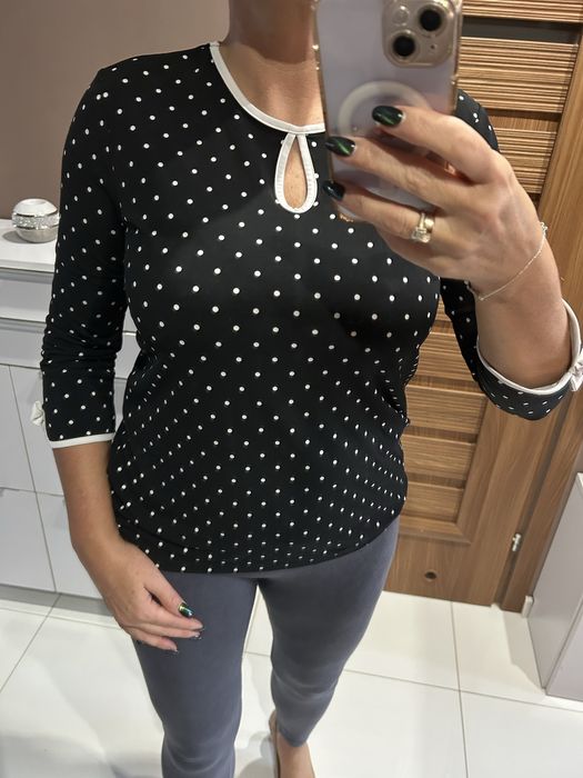 Czarna  bluzeczka w kropki Mohito M/L
