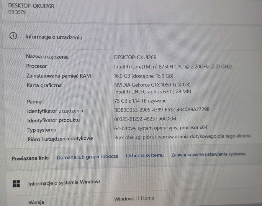 Dell G3 15 1050Ti 16GBRam 256+1TB