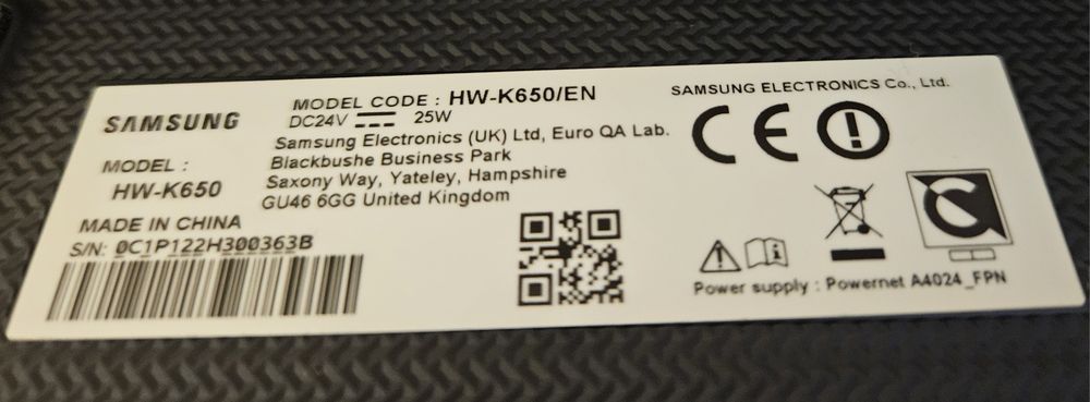 Soundbar subwoofer Samsung HW-K650 25-28W kompletny, GWARANCJA!!!