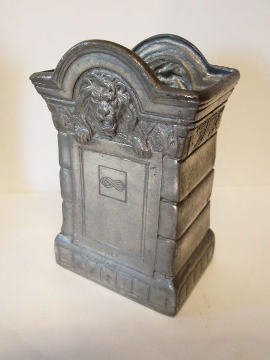 raro porta cartas e canetas em estanho-Banco Totta & Açores-De Campos