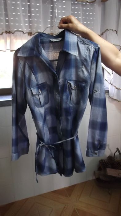 Camisa Xadrez Azul L como NOVA