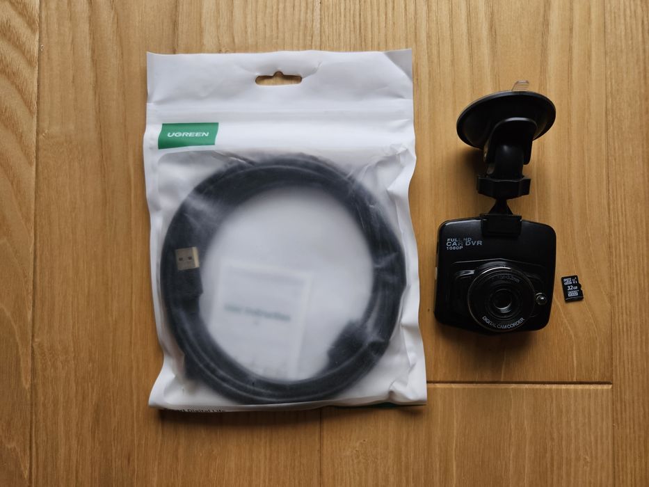 Wideorejestrator 1080P Full HD Car DVR + nowy kabel USB  ugreen