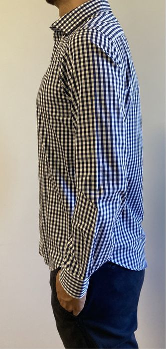 Camisa quadrados azuis e brancos tamanho M
