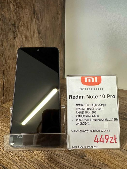Smartfon Telefon Xiaomi Redmi Note 10 Pro 8/128GB szary stan bdb gwarancja