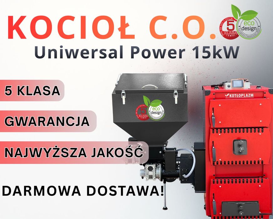Kocioł na pellet i drewno + ekogroszek UNIWERSAL POWER 15 kW – ekonomiczne ogrzewanie!