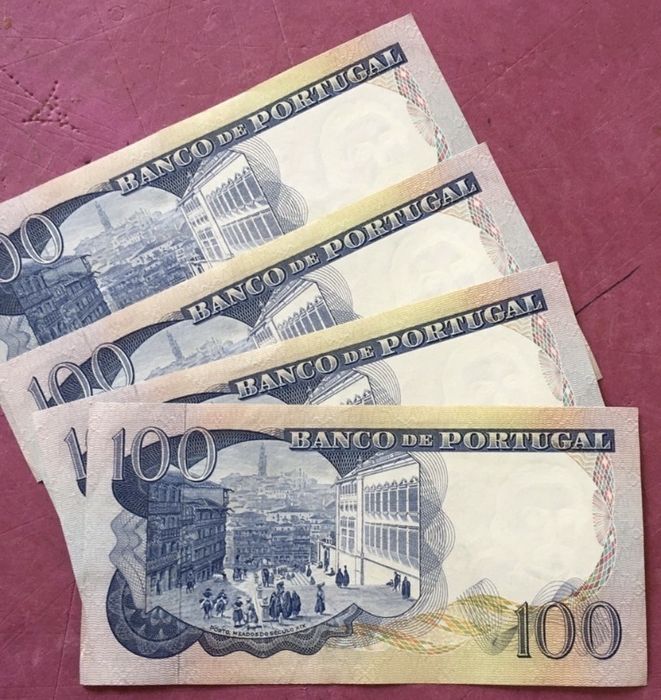 Notas raríssimas numeração sequencial 100 cem escudos