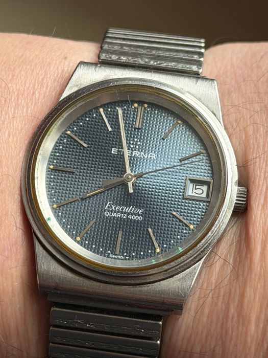Eterna Executive Quartz 4000 rozmiar, 35/41mm, piękny stan, po serwisie , lata 70te, w stali