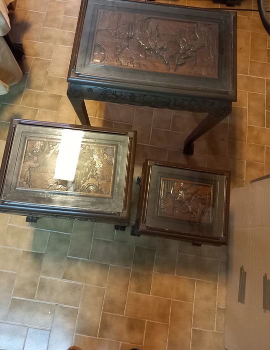 Mesas de apoio aninhamento chinesas  em madeira teca