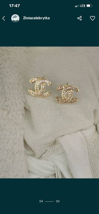 Kolczyki cc średnie kryształki  pozłacane
