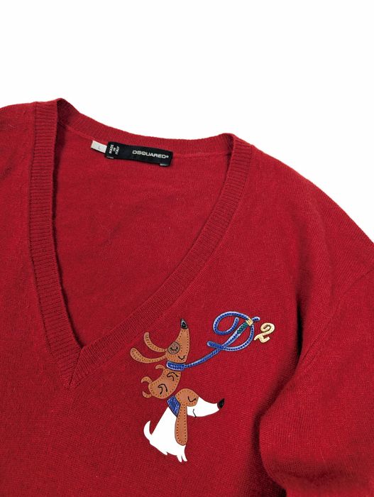 Dsquared2 czerwony sweter 100% wełna L