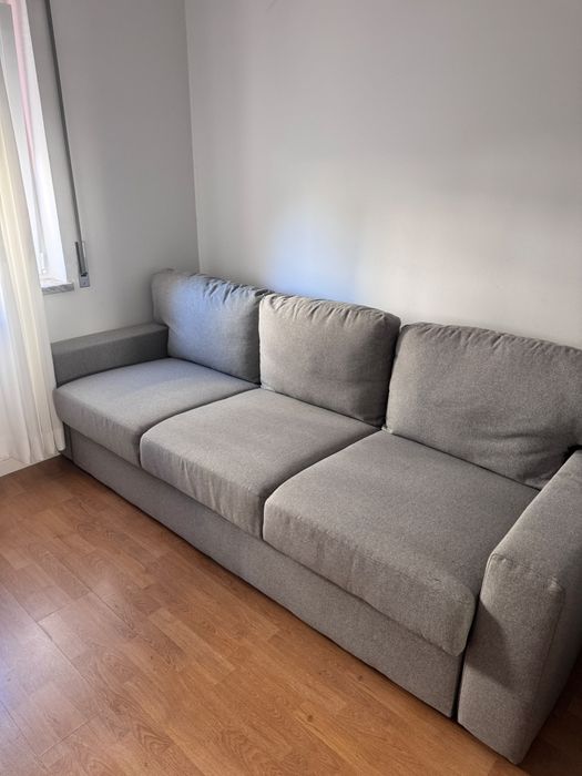 Sofá-cama cinza — NOVO