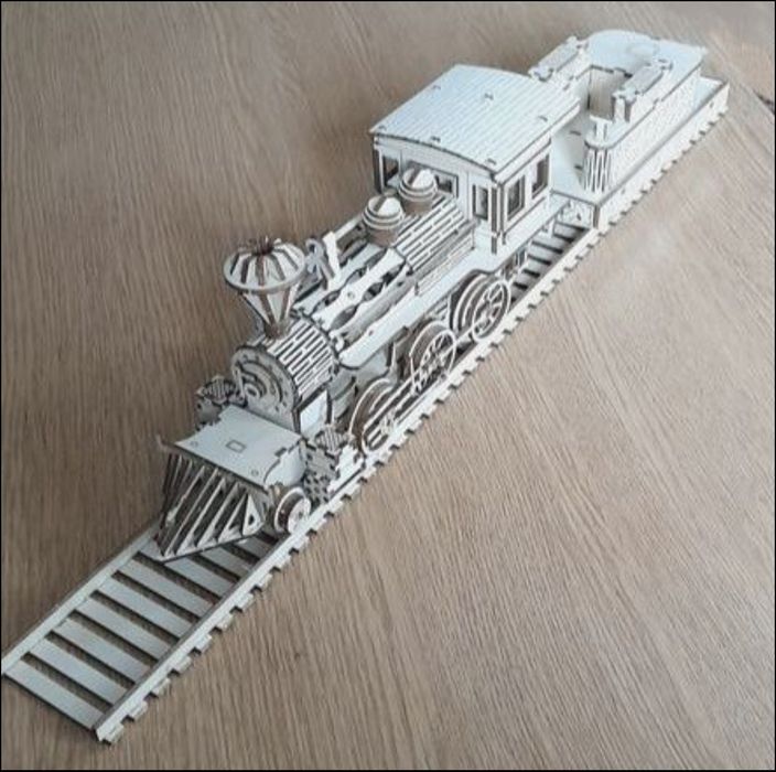 Деревянный конструктор поезд с рельсами