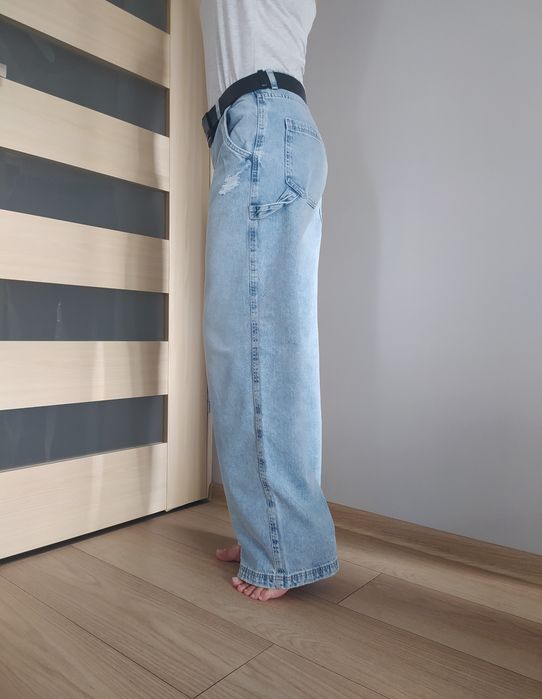 Spodnie jeans, szerokie, wysoki stan, Sinsay, rozm. 40