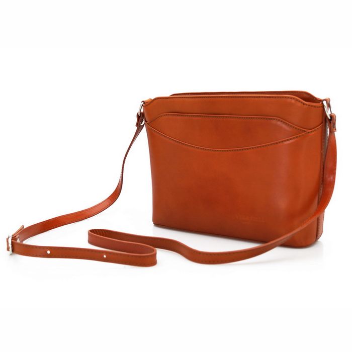 VERA PELLE torebka listonoszka duża klasyczna z paskiem V063 c.bordowa