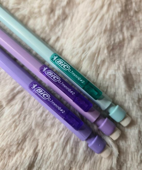 3x Ołówek Automatyczny BIC Matic Pastelowy z Gumką