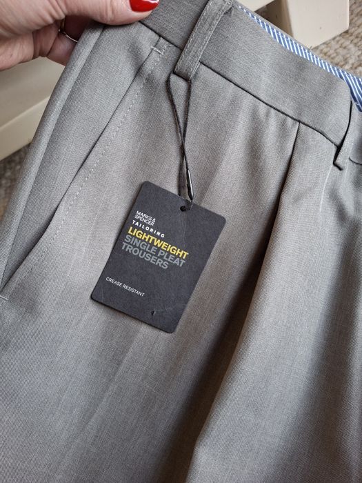 Rozmiar XL, M&S męskie szare garniturowe spodnie, eleganckie spodnie