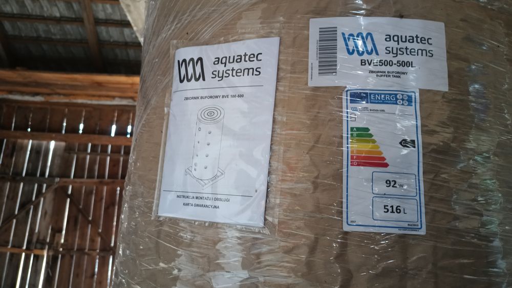 Nowe zbiorniki buforowe BVE500-500L Aquatec system, 516L 92W