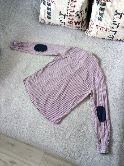 Męska koszula w krateczkę łaty na łokciach House roz. L regular fit