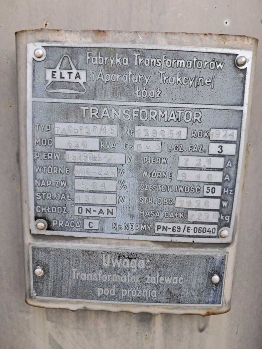 Transformator olejowy ELTA 630 kVA