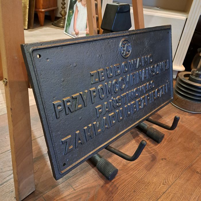Tablica żeliwna PZU loft industrialna