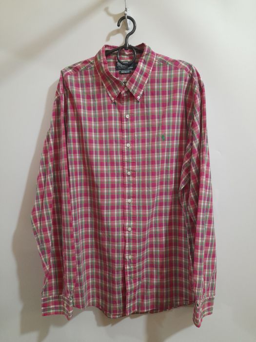 Чоловіча сорочка Polo Ralph Lauren Custom Fit у яскраво-рожеву клітинку р. XXL