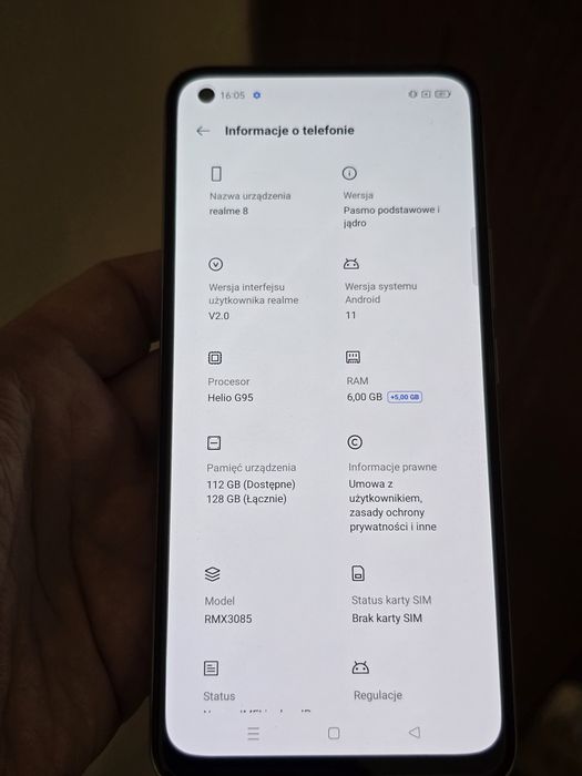 Realme 8 6/128 Gb Srebrny Jak Nowy