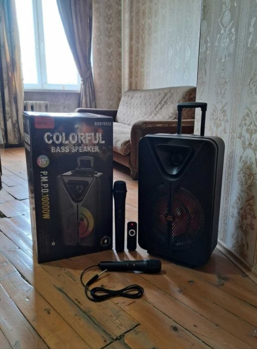 Колонка караоке з 2 мікрофонами портативна Bluetooth