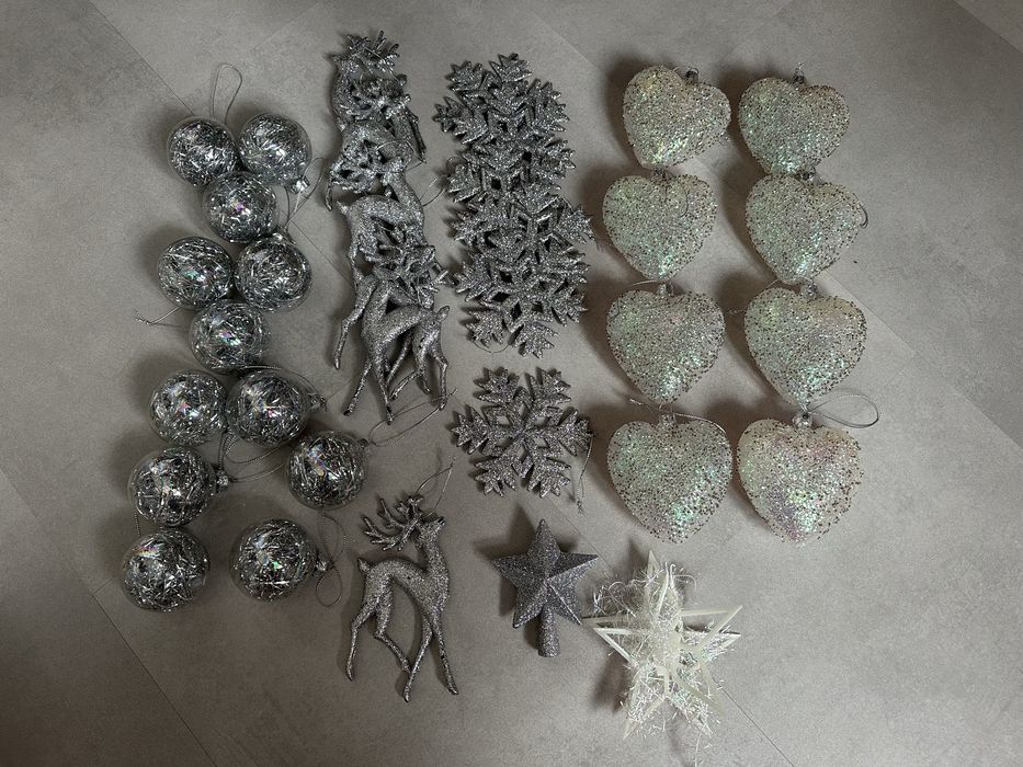 Zestaw bombek na choinke home&you szklane srebrne