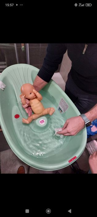 Banheira bebê com suporte e termômetro