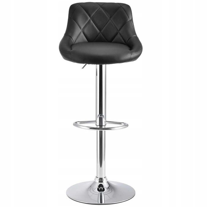 HOKER krzesło barowe pikowane skórzane czarne