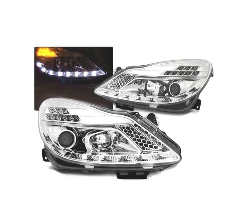 FARÓIS LED PARA OPEL CORSA D 06-11 CROMADO