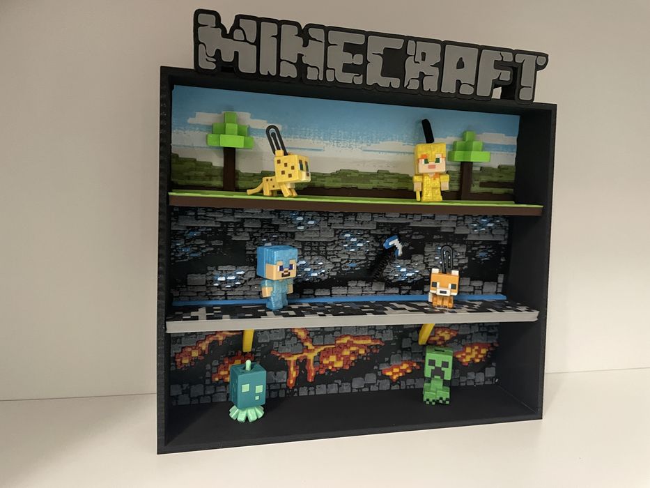 Полиця для фігурок Kinder Joy Minecraft з LED-підсвіткою на батарейках