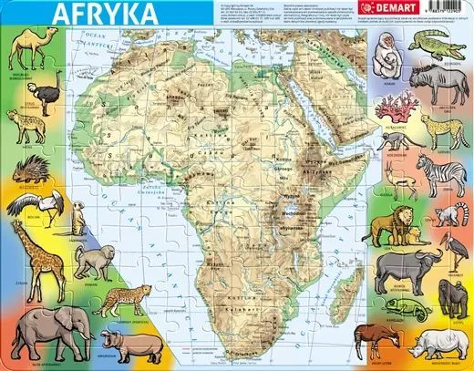 Puzzle 72 elementy ramkowe, Afryka mapa fizyczna