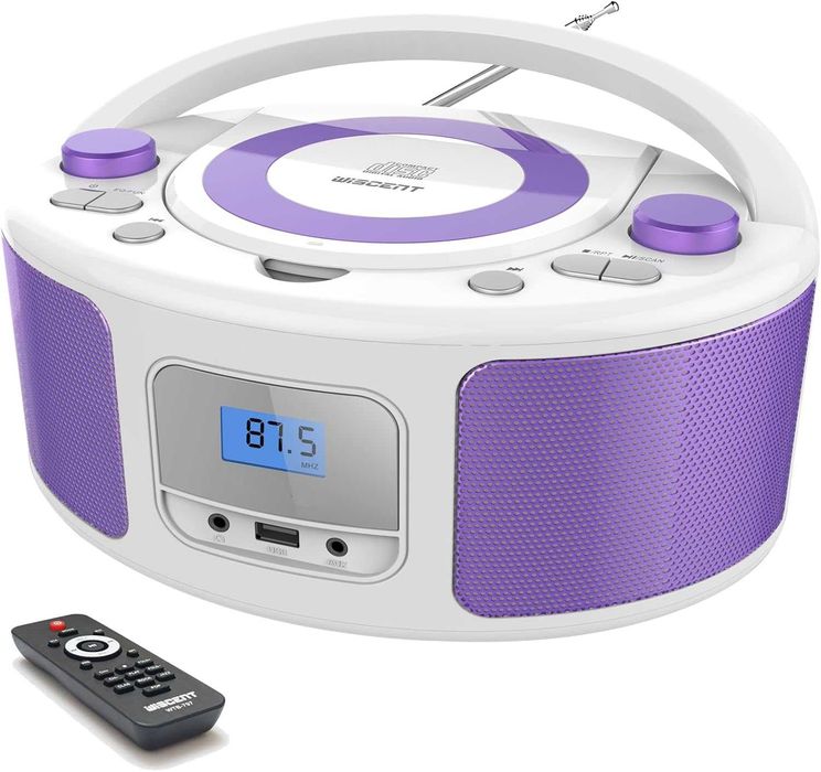 Odtwarzacz CD, boombox Bluetooth, pilot, radio FM, USB
