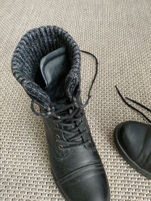 Buty czarne sznurowane damskie