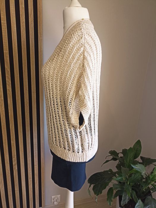 Sweterek ażurowy błyszczący roz.M/L/XL-over