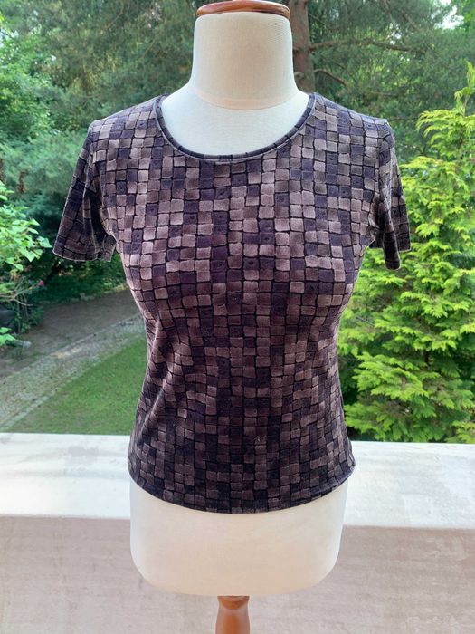 aksamitna bluzka w tłoczoną kratkę, rozm L, St. Bernard